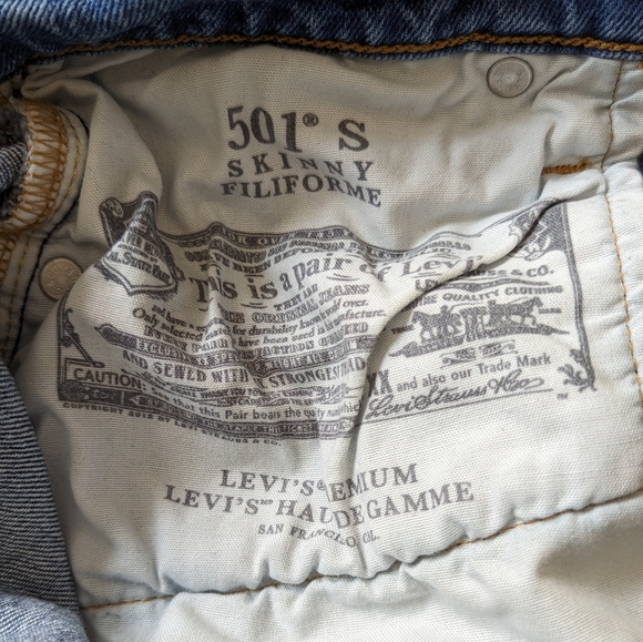 Levi's 501 skinny button up jeans, size 24 - Picture 6 of 9